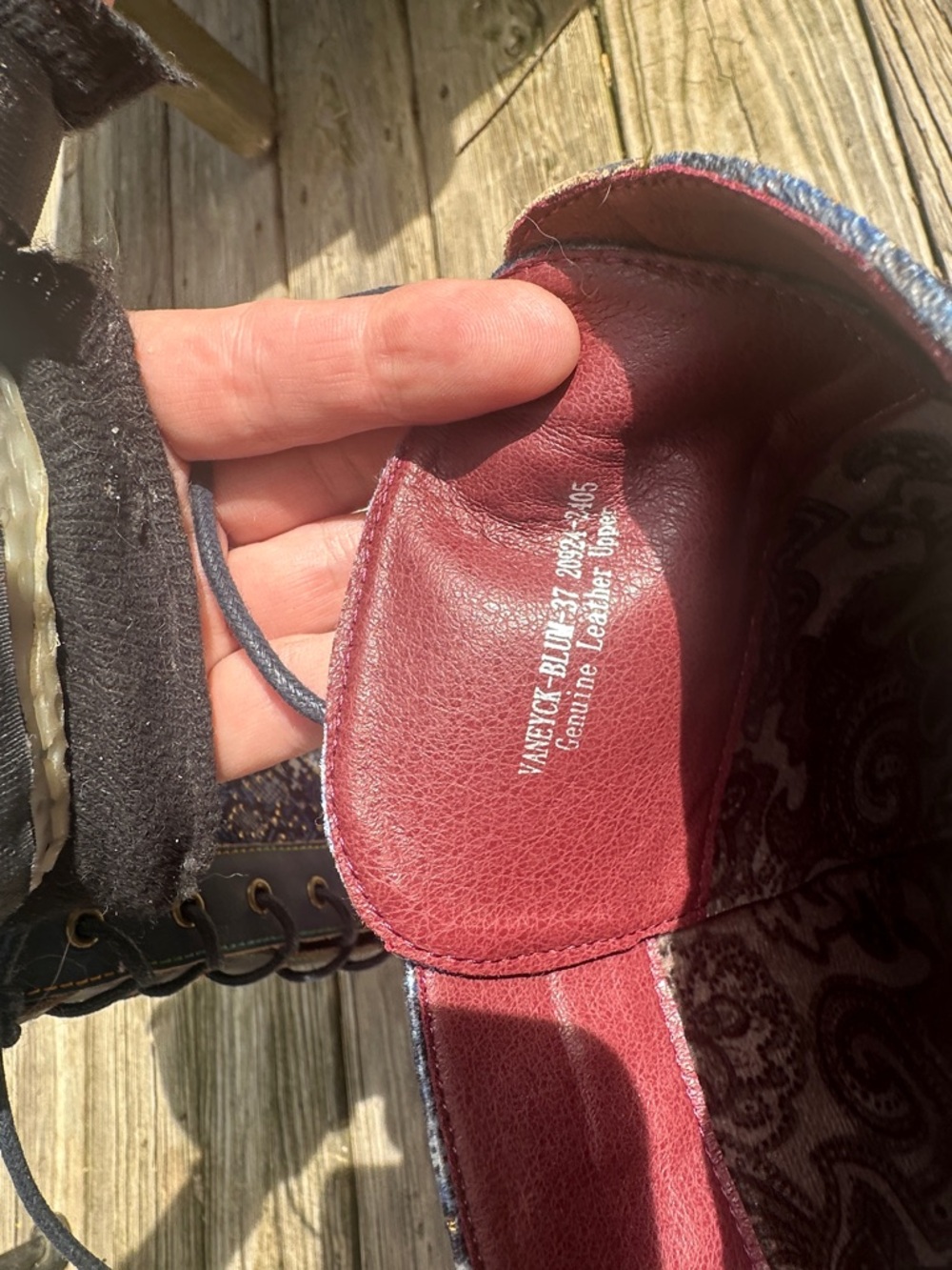 Blue Embroidered Lace-Up Mid-Calf Boots - Picture 3 of 4